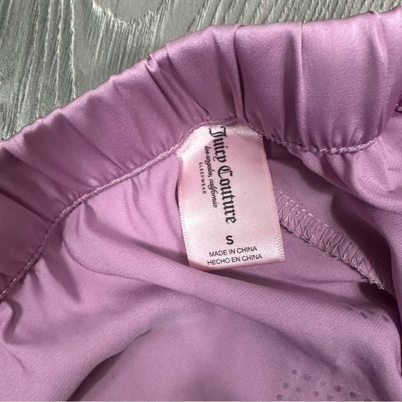 Juicy Couture Pink Satin Sleep Set Shorts + Pants Rhinestone Logo Size S - Picture 5 of 8